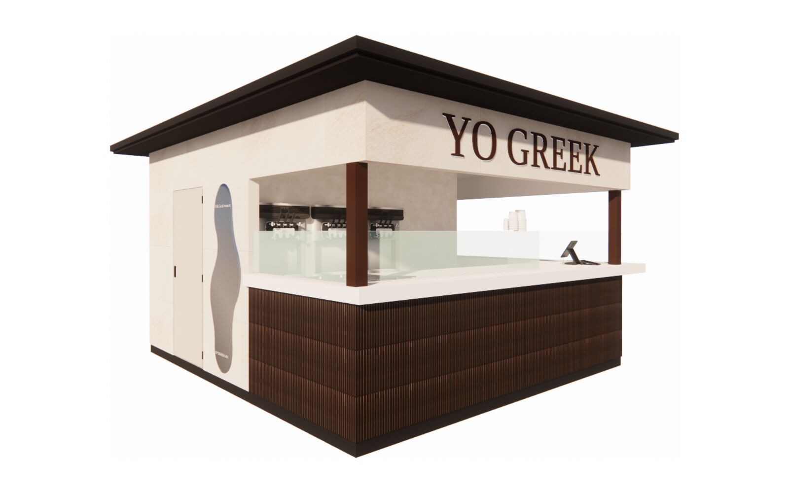 Kiosco YO GREEK en The Shops at Landmark, vista en perspectiva